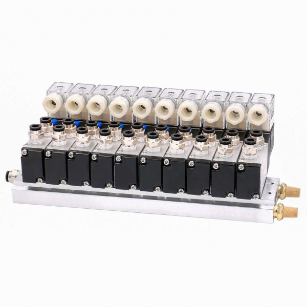Heschen 10 Space Manifold Solenoid Valve 4V210-08 G1/4" 5 Way 2 Position with Base Muffler Quick Fittings Set - Image 5