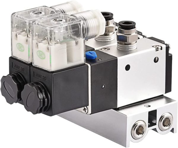 Heschen 2 Space Pneumatic Solenoid Valve 3V210-08 12 VDC24 VDC110 VAC220 VAC PT14 2 Position 3 Way Manifold with Base Muffler Quick Fittings Set - Image 2