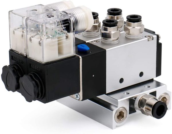 Heschen Electrical Pneumatic Twin Solenoid Valve 4V210-08 PT1/4 5 Way 2 Position Manifold Base, Muffler, Quick Fittings Set - Image 3