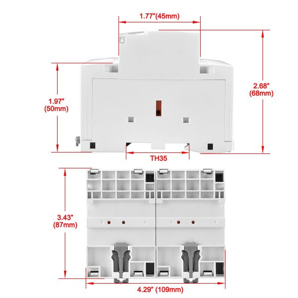 Heschen Household AC Contactor, HS1-100, Ie 100A, 4 Pole 2NO 2NC, AC 220V Coil Voltage, 35mm DIN Rail Mount - Image 4