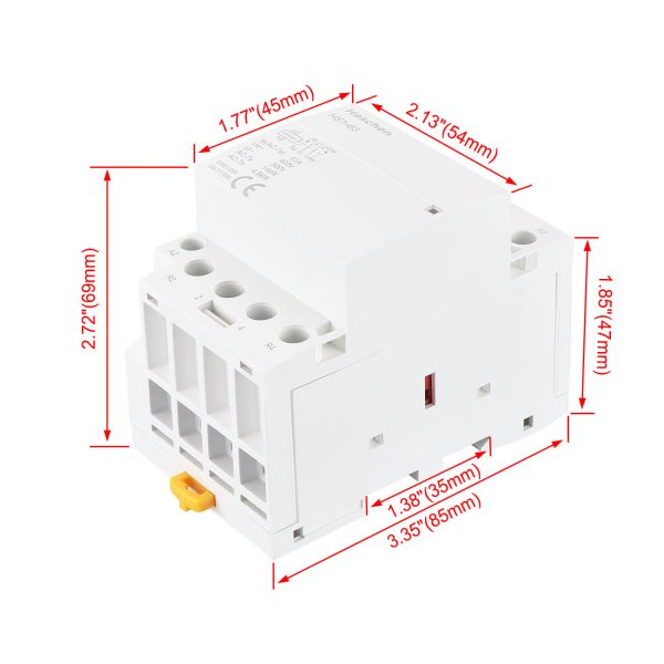Heschen Household AC Contactor HS1-63 Ie 63A 4 Pole 2NO 2NC Open 220V Coil Voltage 35 mm DIN Rail Mount - Image 5