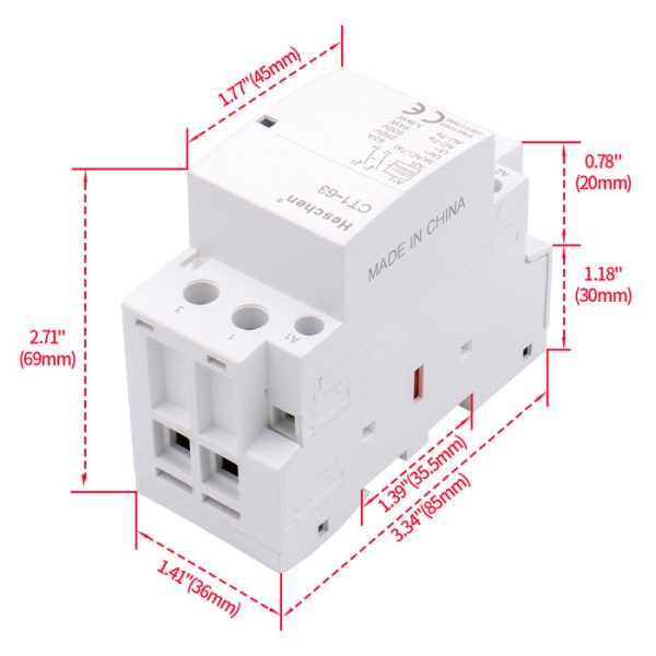 Household AC Contactor CT1-63 2 Pole Four Normally Open 220V/240V Coil Voltage 35 mm DIN Rail Mount - Image 5
