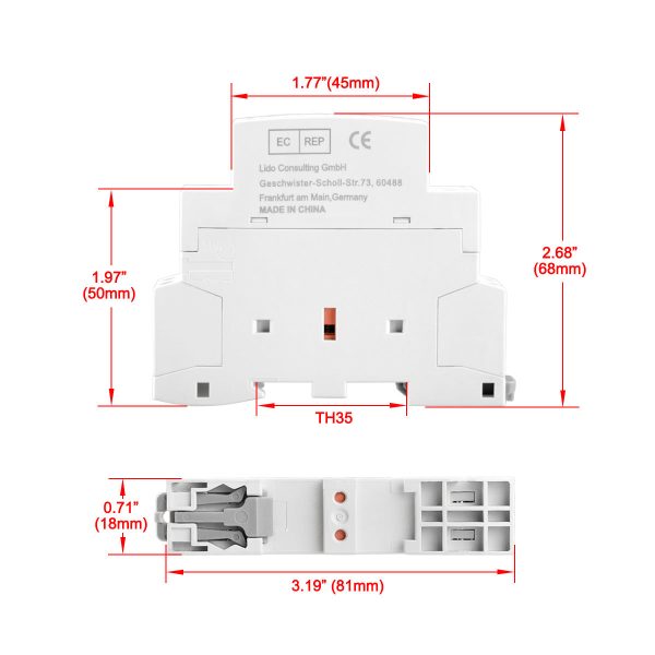 Household AC Contactor HS1-25 2 Pole 1NO 1NC 220V/230V Coil Voltage 35 mm DIN Rail Mount - Image 5