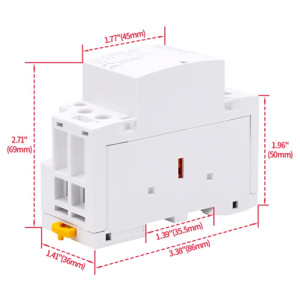 Household AC Contactor HS1-63 Ie 63A 2 Pole 1NO 1NC 24V Coil Voltage 35 mm DIN Rail Mount - Image 5