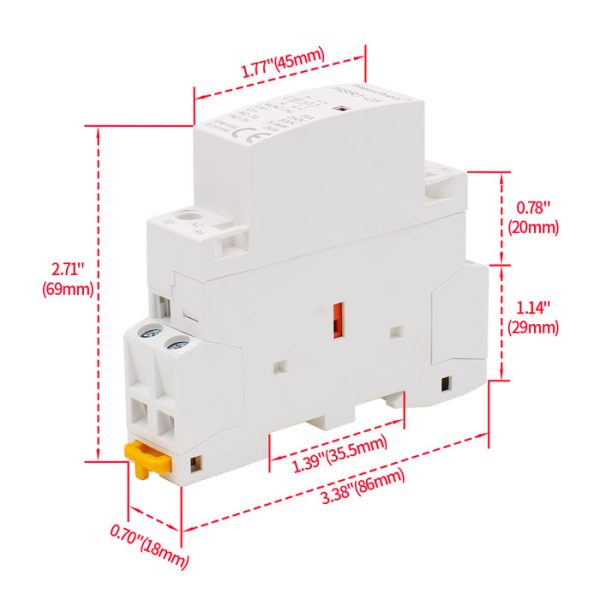 Household AC Contactor HSR1-25 Ie 25A 2 Pole Two Normally Closed 12V Coil Voltage 35mm DIN Rail Mount - Image 5